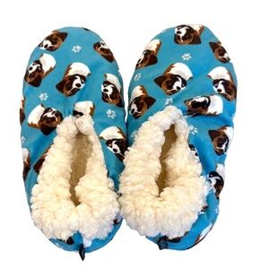 Comfies Slip On Boxer Print House Slippers; Blue;‎ One Size Fits Most (5-11)